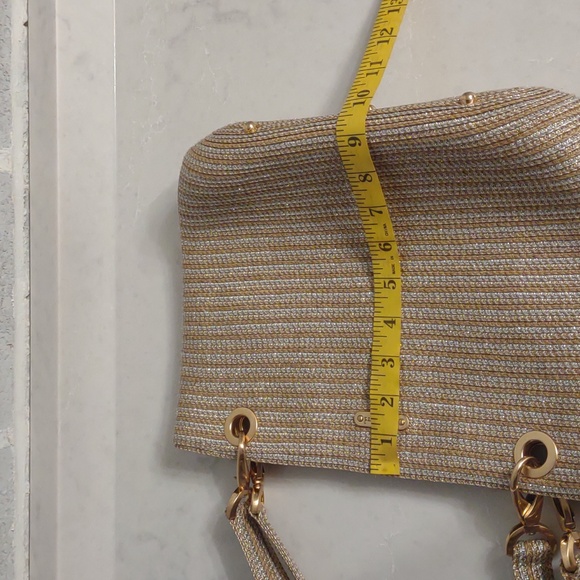 Eric Javits Women's Gold Handbag Tote Bag Purse Magnetic Closure - Picture 12 of 16